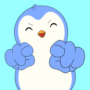 Blue And White Penguin Pointing At Camera GIF