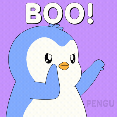 Blue And White Penguin Saying Boo GIF