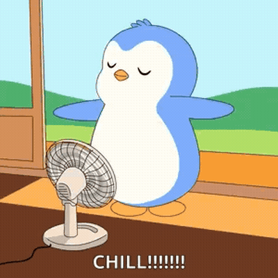 Blue And White Penguin Saying Chill GIF
