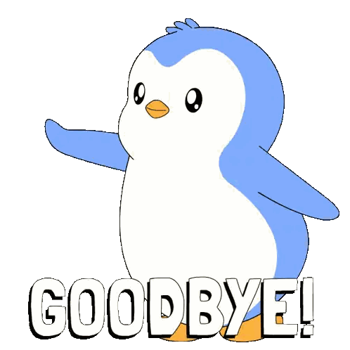 Blue And White Penguin Saying Goodbye Sticker