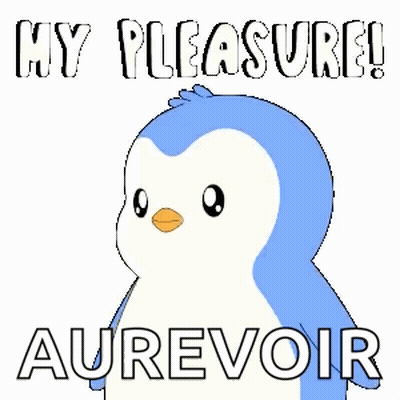 Blue And White Penguin Saying My Pleasure Aurevoir GIF