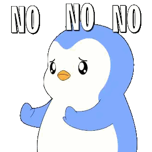 Blue And White Penguin Saying No No No Sticker
