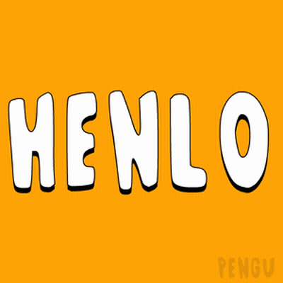 Blue And White Penguin Saying Pengu On Orange Background GIF
