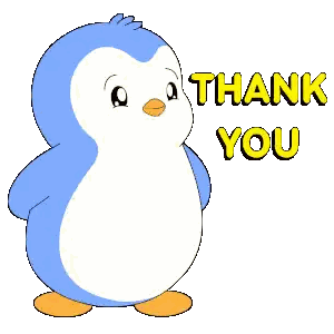 Blue And White Penguin Saying Thank You Sticker