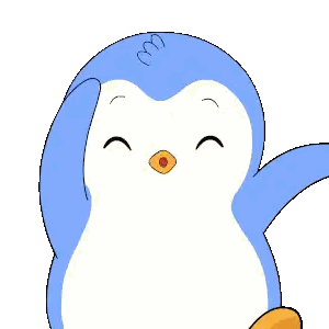 Blue And White Penguin Saying Woo Sticker