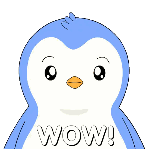 Blue And White Penguin Saying Wow Sticker