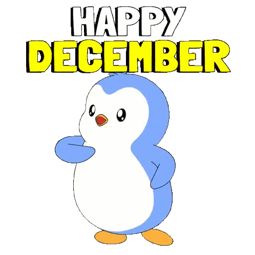 Blue And White Penguin Says Happy December Sticker