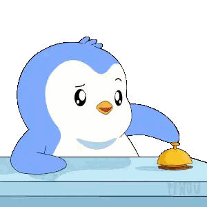 Blue And White Penguin Sitting At Table Sticker