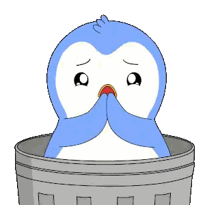 Blue And White Penguin Sitting In Trashcan Sticker