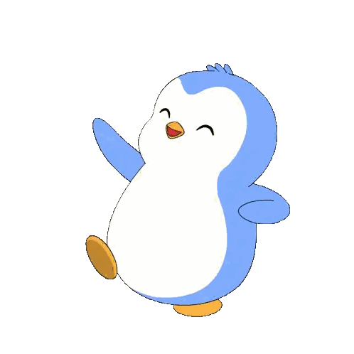 Blue And White Penguin Smiling And Waving Sticker