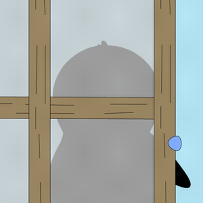 Blue And White Penguin Standing Next To Wooden Post GIF