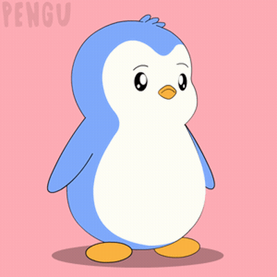 Blue And White Penguin Standing On Pink GIF
