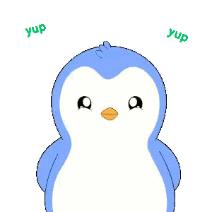 Blue And White Penguin Surrounded By Yup Yup Yup Sticker