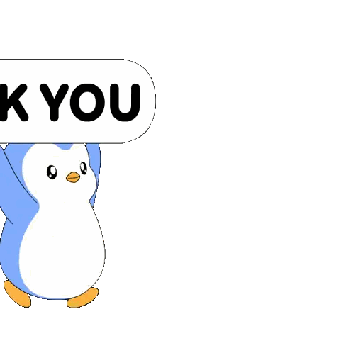 Blue And White Penguin Thank You Speech Bubble Sticker