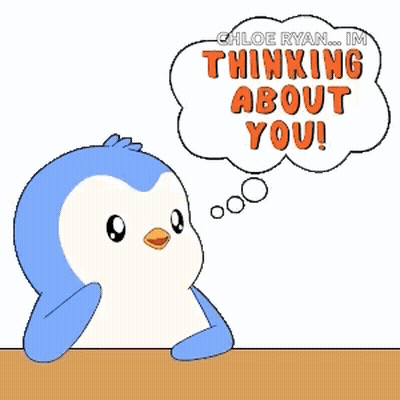Blue And White Penguin Thinking About You GIF