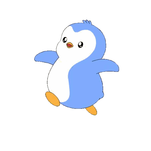 Blue And White Penguin Walking Sticker
