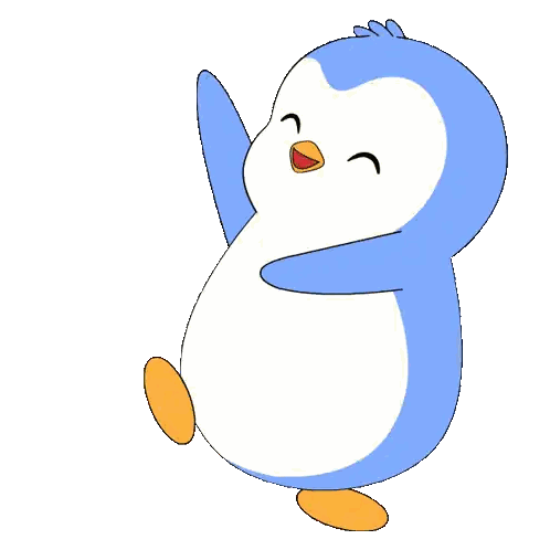 Blue And White Penguin Waving Sticker