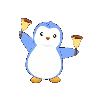Blue And White Penguin With Bells Sticker