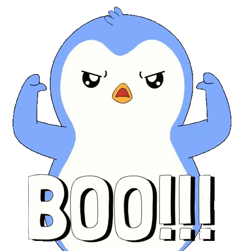 Blue And White Penguin With Boo Sticker