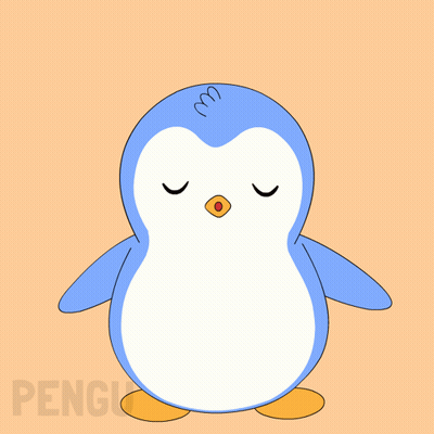 Blue And White Penguin With Eyes Closed Saying Pengu GIF