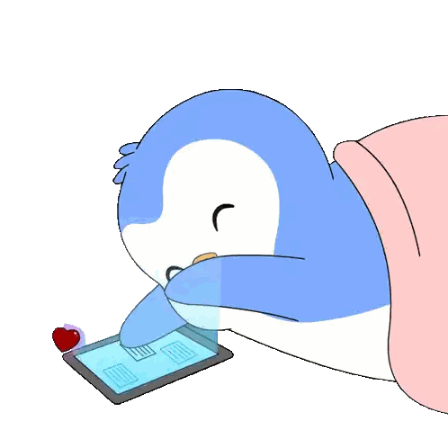 Blue And White Penguin With Heart Eyes Sticker