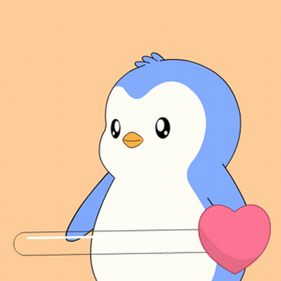 Blue And White Penguin With Heart Eyes GIF