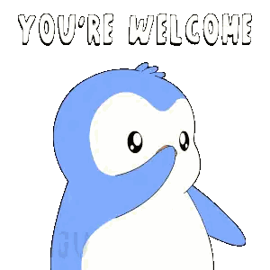 Blue And White Penguin With Heart Youre Welcome Sticker