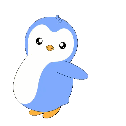 Blue And White Penguin With Hearts Sticker