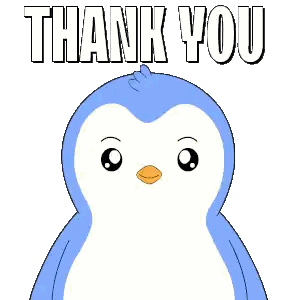 Blue And White Penguin With Hearts Saying Thank You Sticker