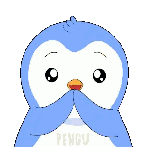 Blue And White Penguin With Pengu Text Sticker