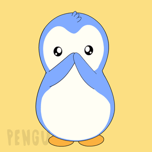 Blue And White Penguin With Pink Heart GIF