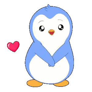Blue And White Penguin With Red Heart Sticker