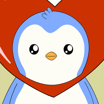 Blue And White Penguin With Red Heart GIF