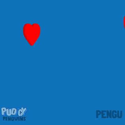Blue And White Penguin With Red Heart Saying Pengu GIF