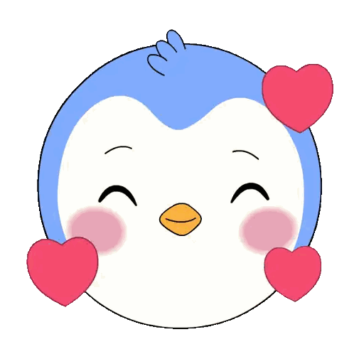 Blue And White Penguin With Red Hearts Sticker