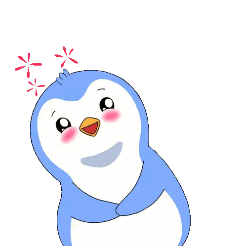 Blue And White Penguin With Red Hearts Above Head Sticker