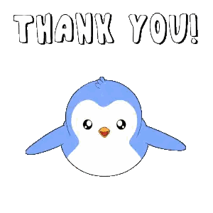 Blue And White Penguin With Red Hearts Thank You Sticker