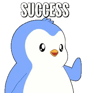 Blue And White Penguin With Success Sticker
