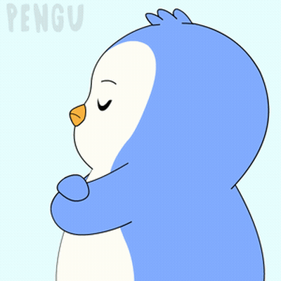 Blue And White Penguin With Word Pengu GIF