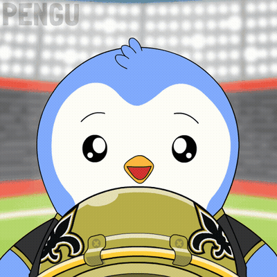 Blue And White Penguin With Word Pengu GIF