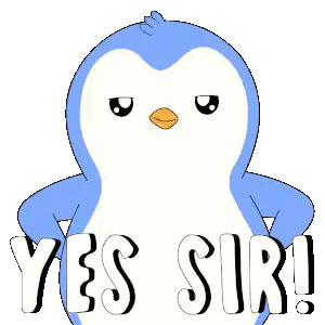 Blue And White Penguin Yes Sir Sticker