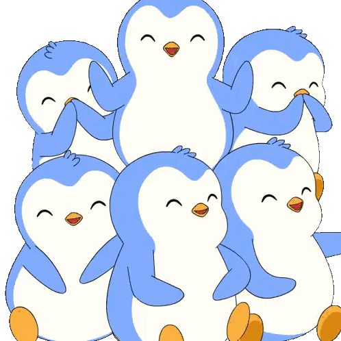 Blue And White Penguins Stacked Together Sticker