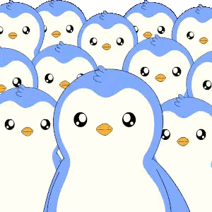 Blue And White Penguins With Yellow Beak Sticker