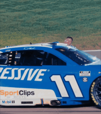 Blue And White Race Car Number 11 GIF