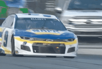 Blue And White Race Car Number 9 GIF