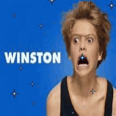 Blue And White Robot With Yellow Triangle GIF