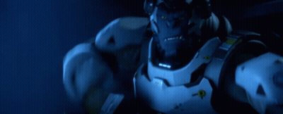 Blue And White Robot With Yellow Triangle GIF