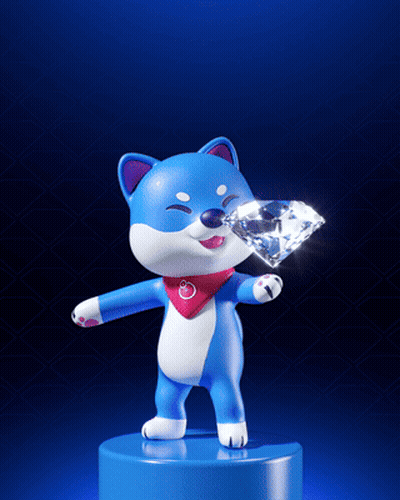 Blue And White Shiba Inu Holding Diamond GIF