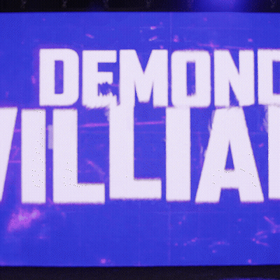 Blue And White Sign Saying Demons Villain GIF