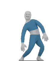 Blue And White Smiling Cartoon Character Sticker